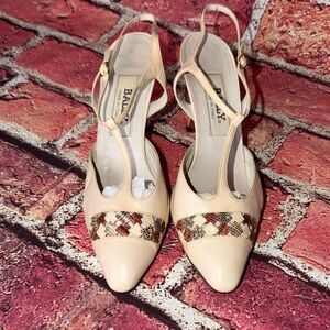 Vintage Bally Italy Leather Slingback Heels 8.5 M  Pointed Toe Designer Pumps